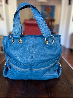 Michael Kors Pebbled Leather Layton Hobo Bag in Ocean Blue -missing MK medallion